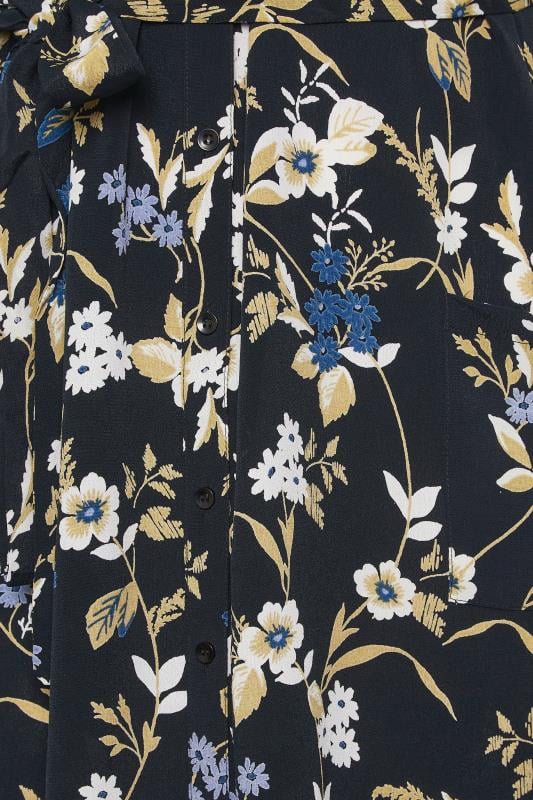 YOURS - Robe-Chemise Noire Floral Bleu