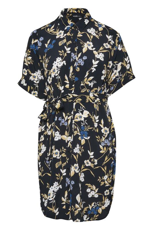 YOURS - Robe-Chemise Noire Floral Bleu