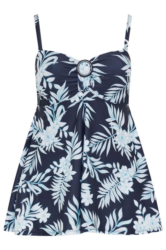 YOURS - Robe de Bain Bleue Scultante Design Floral