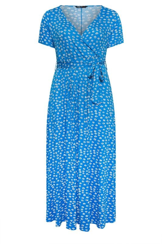 YOURS - Robe Maxi Cache-Coeur Bleue Design Floral