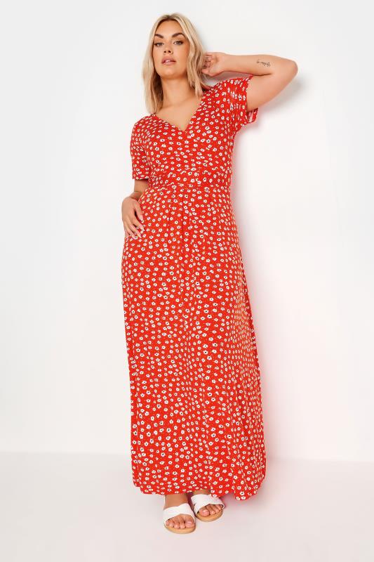 YOURS - Robe Maxi Cache-Coeur Rouge Floral