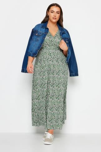 YOURS - Robe Maxi Cache-Coeur Verte Floral