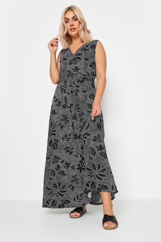 YOURS - Robe Maxi Noire Floral Cache-Coeur