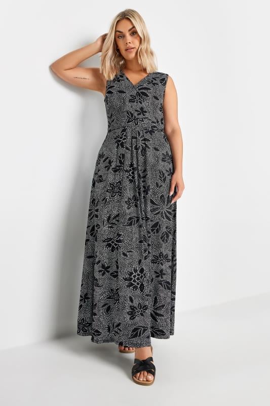 YOURS - Robe Maxi Noire Floral Cache-Coeur