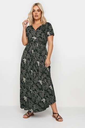 YOURS - Robe Maxi Noire Floral Design Cache-Coeur