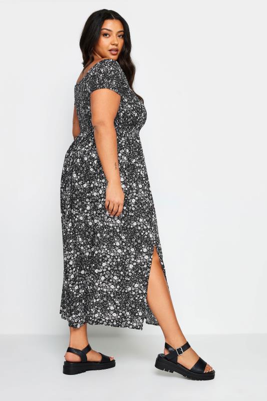 YOURS - Robe Maxi Noire Floral Manches Courtes