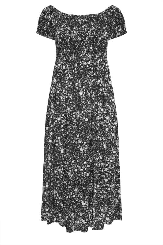 YOURS - Robe Maxi Noire Floral Manches Courtes