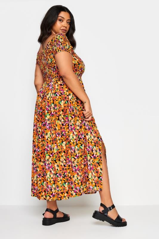 YOURS - Robe Maxi Orange Floral Manches Courtes