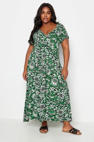 YOURS - Robe Maxi Verte Floral Cache-Coeur