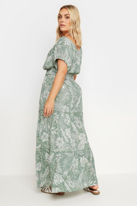 YOURS - Robe Maxi Verte Floral Manches Courtes