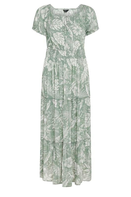 YOURS - Robe Maxi Verte Floral Manches Courtes