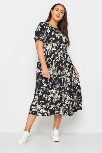 YOURS - Robe Midaxi Noire & Blanche Floral