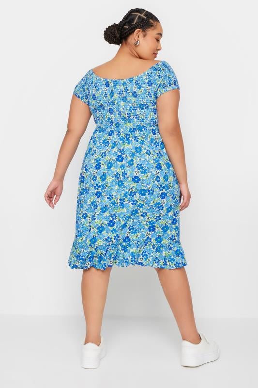 YOURS - Robe Midi Bardot Bleue Floral