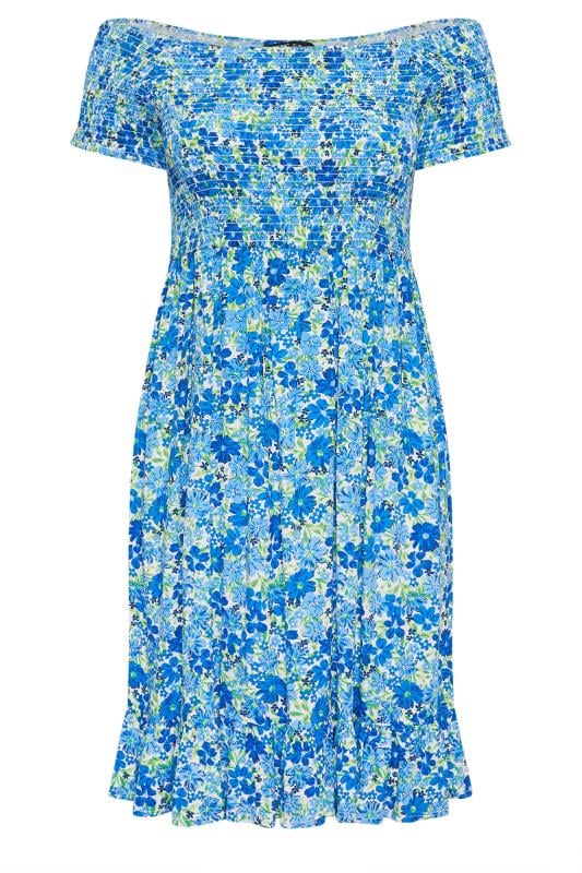 YOURS - Robe Midi Bardot Bleue Floral