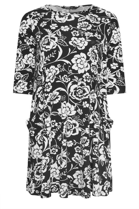 YOURS - Robe Noire & Blanche Design Floral