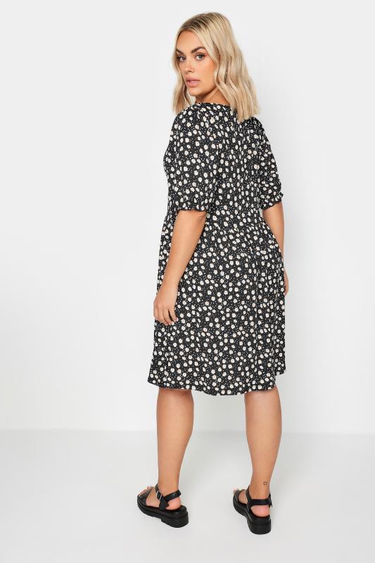 YOURS - Robe Noire Courte Design Floral & Ficelle