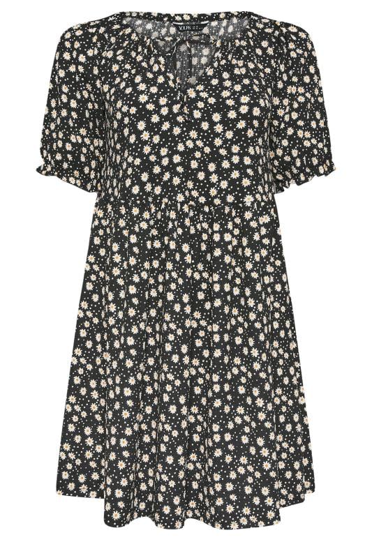 YOURS - Robe Noire Courte Design Floral & Ficelle