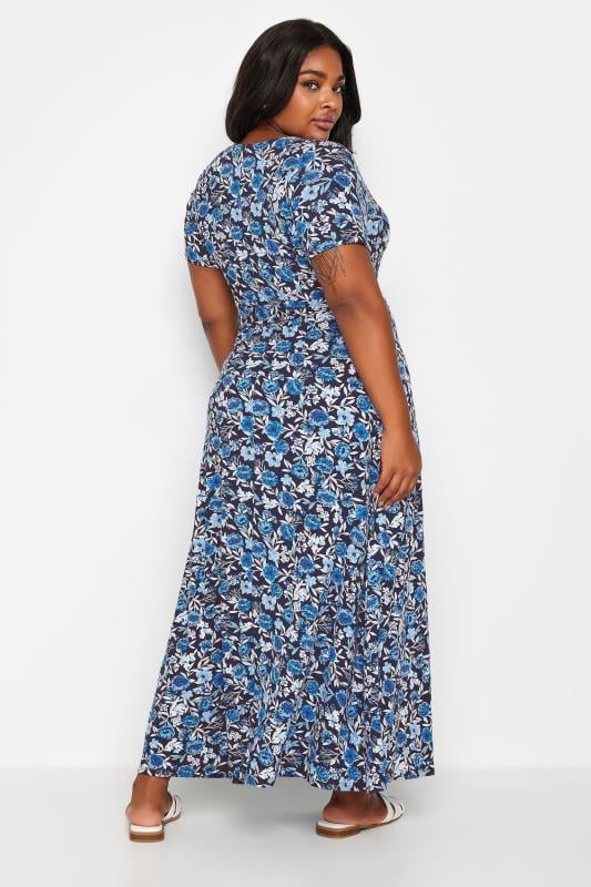 YOURS - Robe Noire Floral Bleu Cache-Coeur