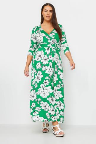 YOURS - Robe Verte Floral Maxi Cache-Coeur